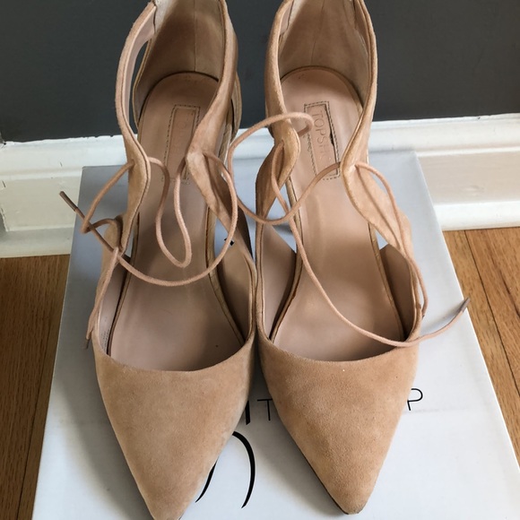 Nude Tie Front Heels - Picture 2 of 6